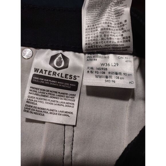 Levis Jeans Mens 36x29 Black 505 Regular Straight American Dark Wash Denim - Picture 7 of 8